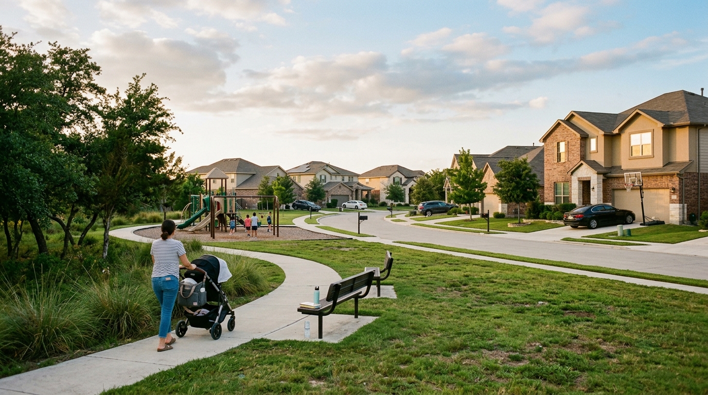Family homes with green space in a master-planned Cibolo, TX neighborhood