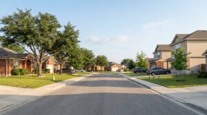 Established suburban homes on a quiet street in Converse, TX