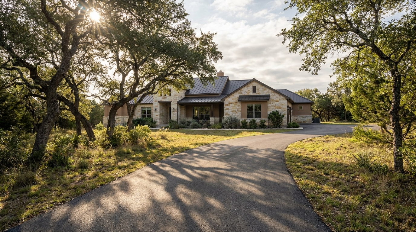 Large custom home on a wooded acre lot in Garden Ridge, TX