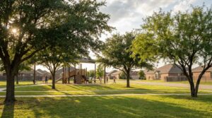A family-friendly park and homes in Schertz, TX