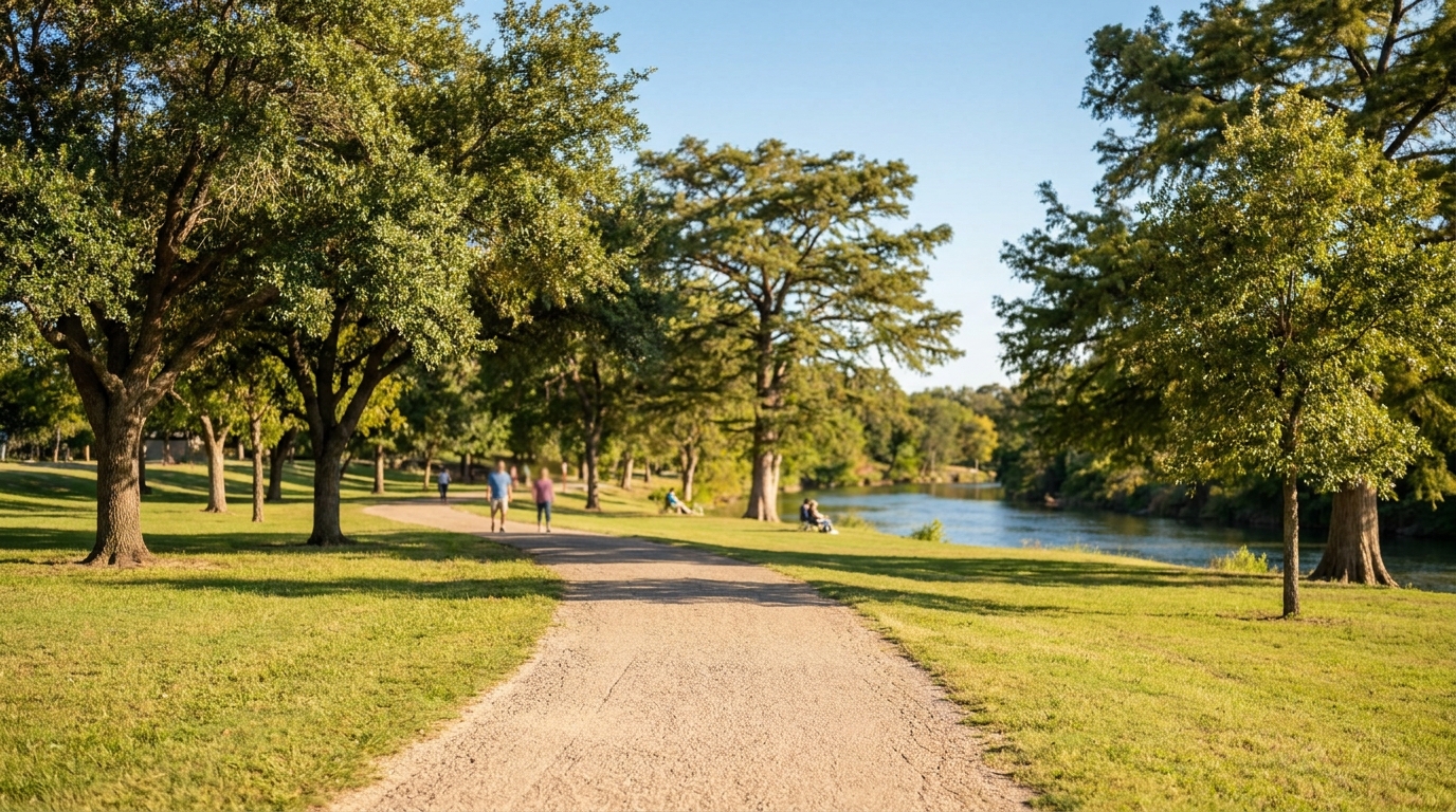 Park and green space along the Guadalupe River in Seguin, TX