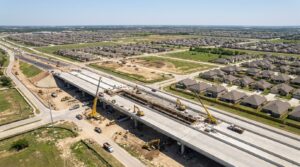 New rooftops and highway construction along the growing North I-35 corridor in Texas